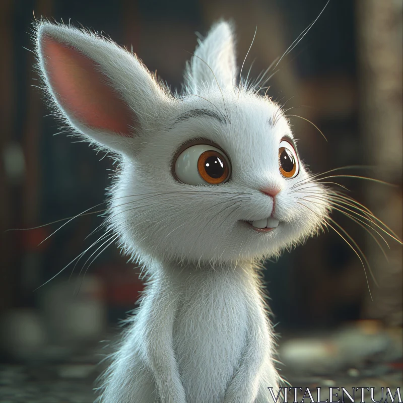 AI ART Cartoon Bunny with Amber Eyes