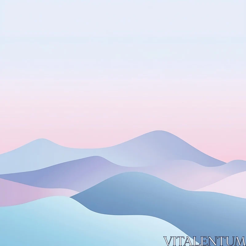 AI ART Calm Pastel Mountain Landscape Art