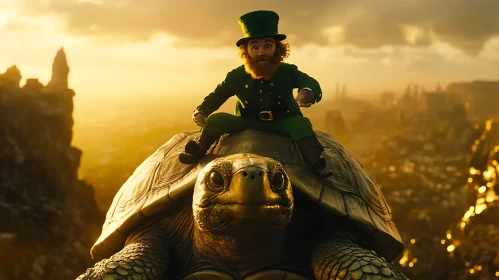 Leprechaun Riding Turtle