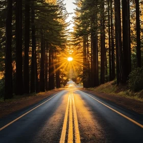 Road to Golden Sunlight in Forest