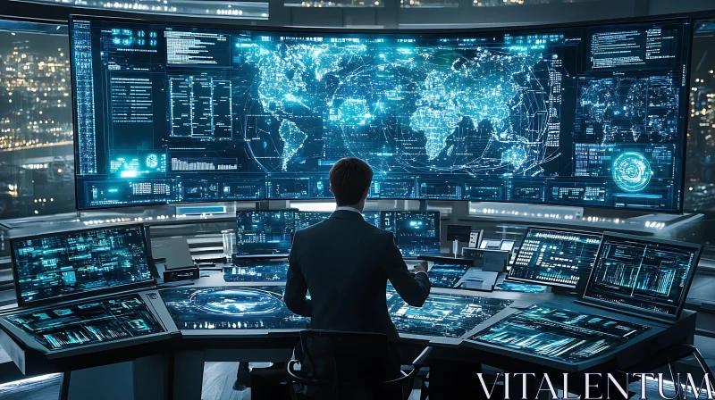 Global Network Control Room AI Image