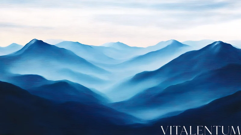 Calming Blue Mountain Vista AI Image