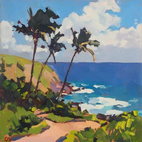 Tropical Seascape with Palm Trees