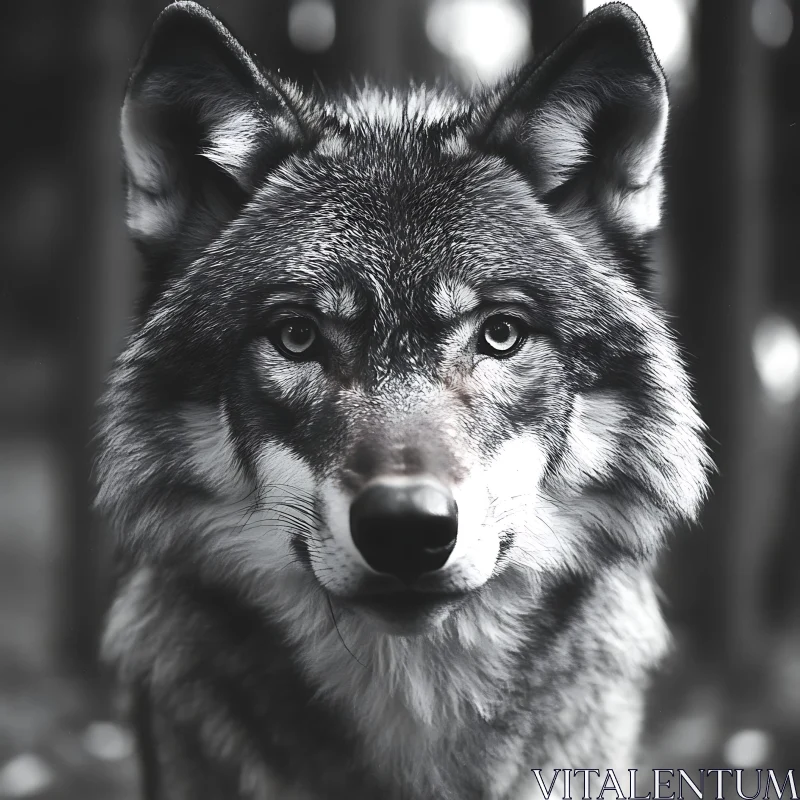 AI ART Striking Monochrome Wolf Portrait