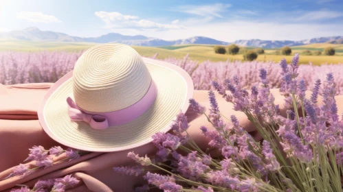 Romantic Pink Hat on Lavender Field | Illustrated Advertisements