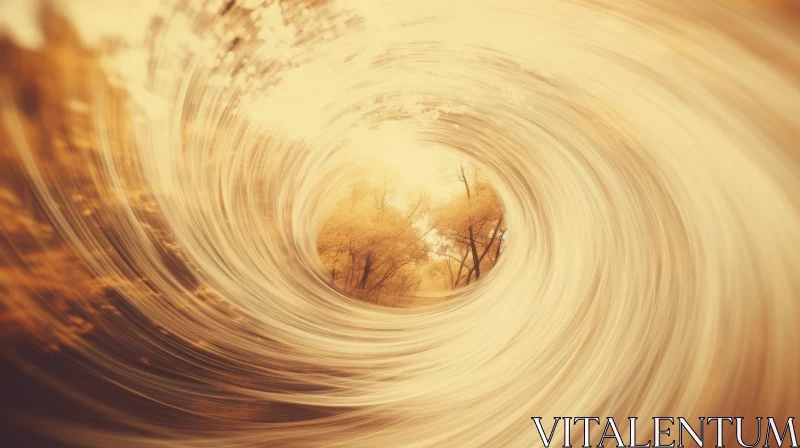 Surrealistic Spiral Woodland Imagery in Amber Tones AI Image