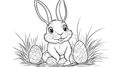 Monochrome Easter Bunny Drawing