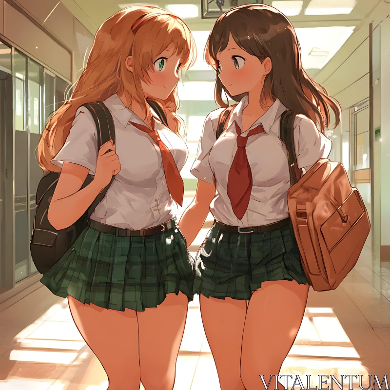 Anime Schoolgirls Connection AI Image