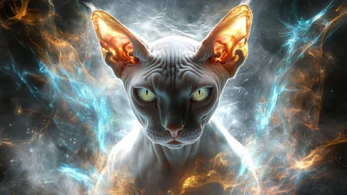 Sphynx Cat in Magical Lighting