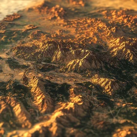 Golden Hour Mountain Topography Art