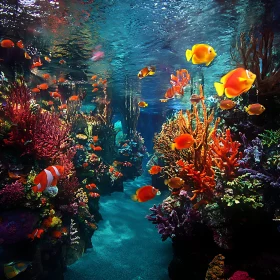 Abundant Fish and Coral Reef Ecosystem