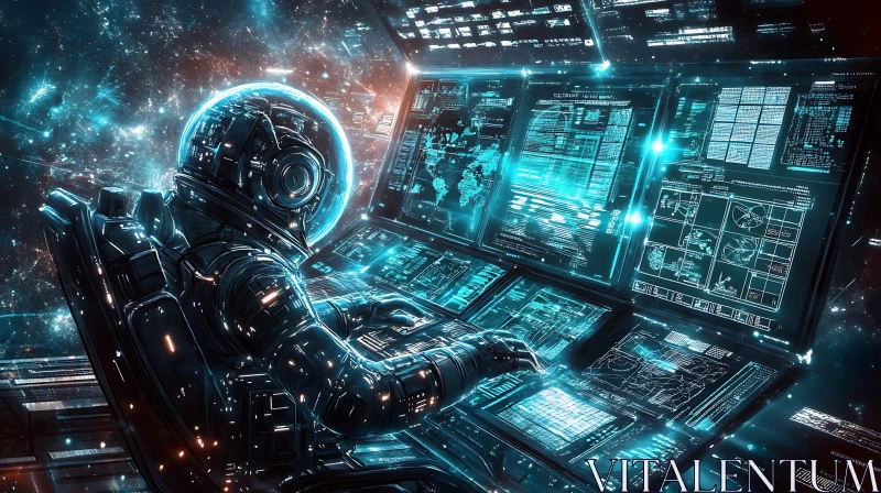 AI ART Futuristic Astronaut Working With Technology