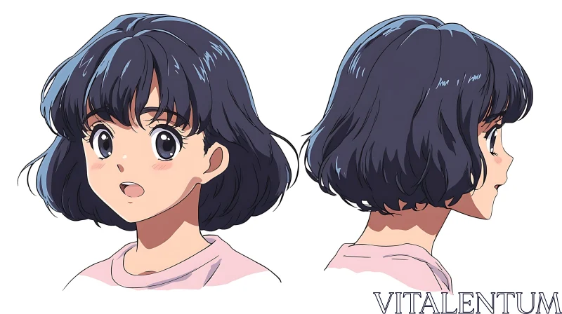 Anime Portrait with Bob Haircut AI Image