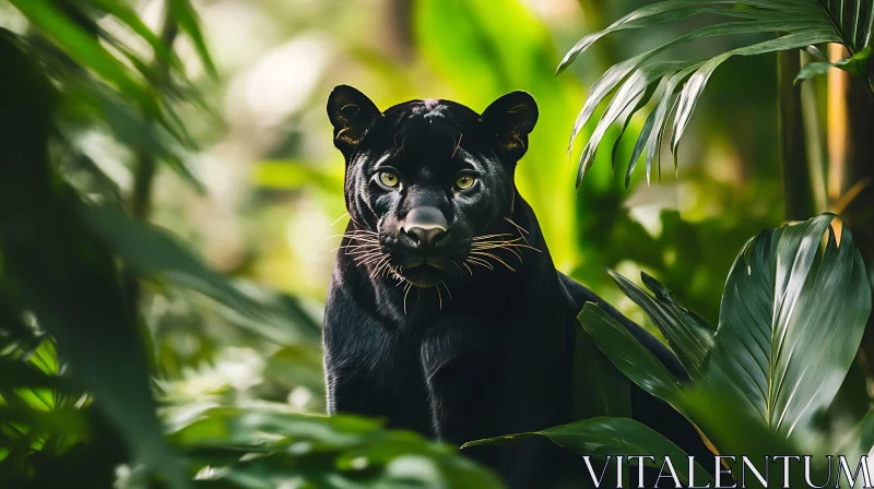 Panther Portrait in Greenery AI Image