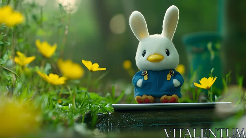 AI ART Charming Bunny Doll in Flower Field