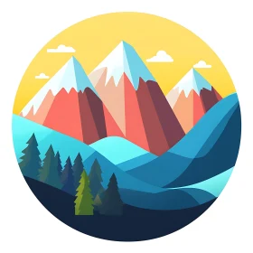 Stylized Mountain and Forest Illustration