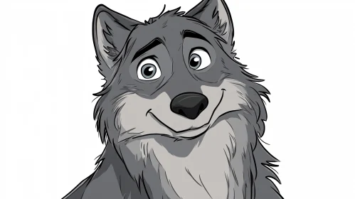 Cartoon Wolf Smiling Face Illustration