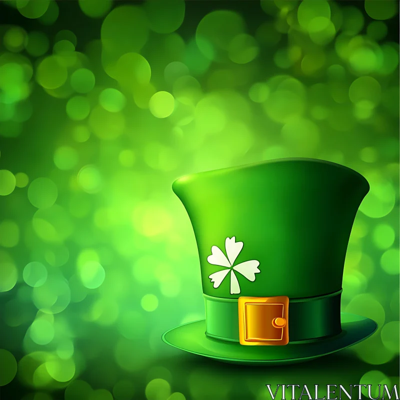 Green Leprechaun Hat with Shamrock AI Image