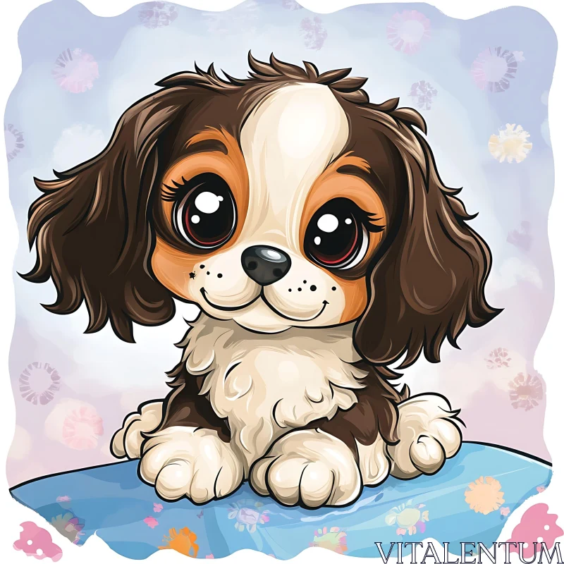 Charming Animated Puppy Art | Cute Dog Image AI Image