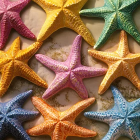 Marine Starfish Colors on Sandy Beach