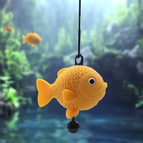 Suspended Cartoonish Fish Toy in Ocean Environment