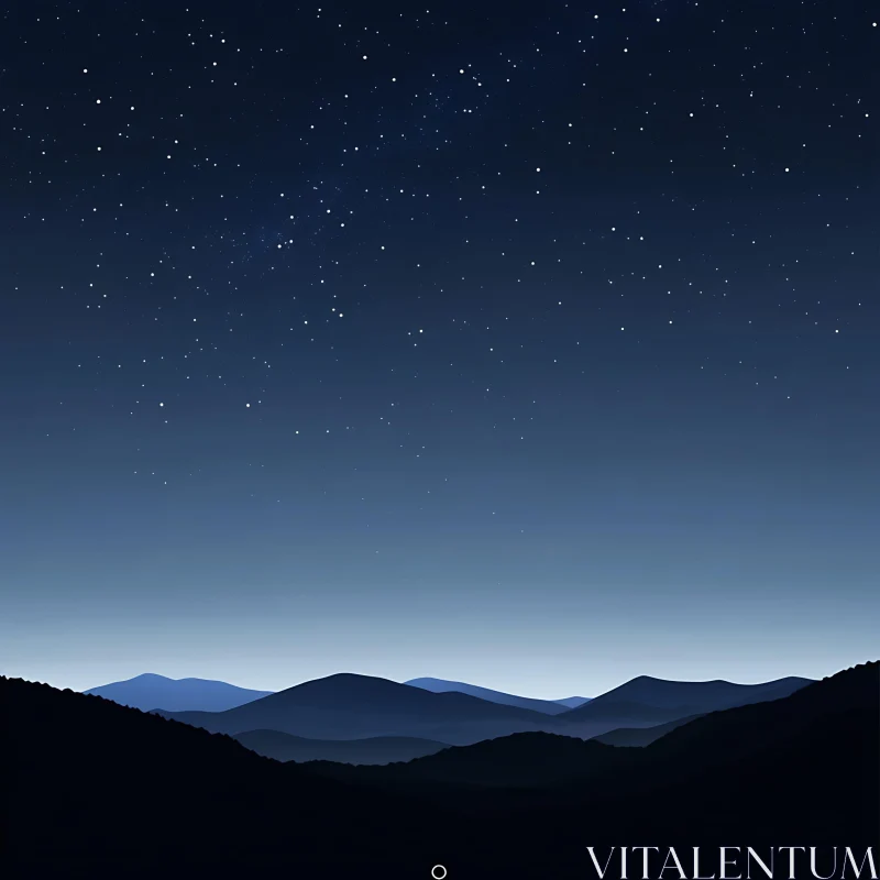 Night Sky Mountain View AI Image