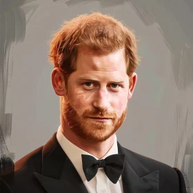 Prince Harry Portrait in Elegant Attire