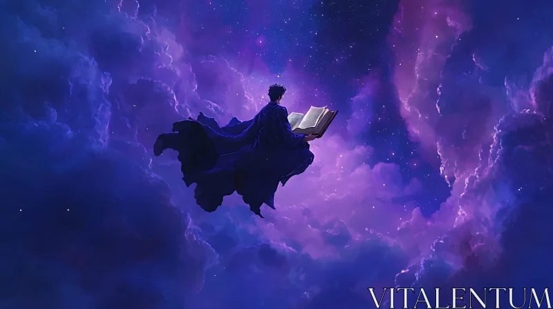 AI ART Man Reading Book in Nebula