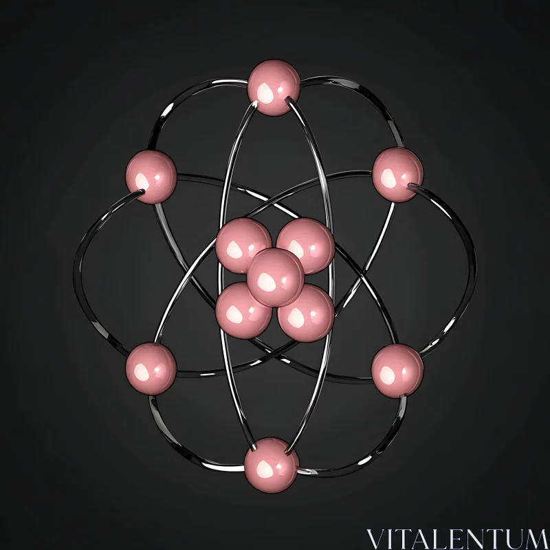 Atomic Structure 3D Illustration AI Image