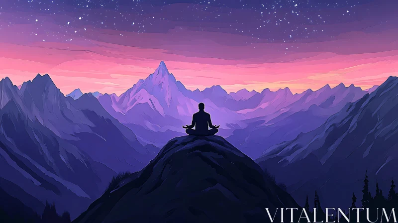 AI ART Twilight Meditation on Mountain Peak