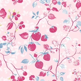 Pink Floral Design with Strawberries