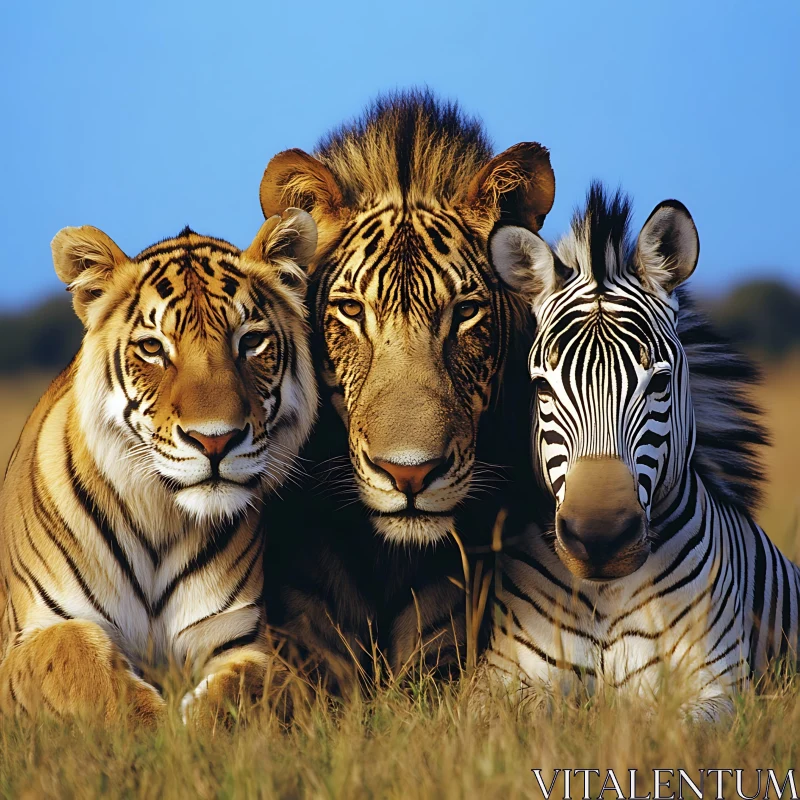 Wildlife Trio Portrait AI Image