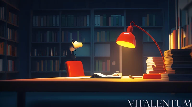 Cozy Cartoon Study Room Interior AI Image