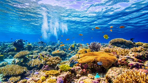 Oceanic Coral Reef Ecosystem with Fish