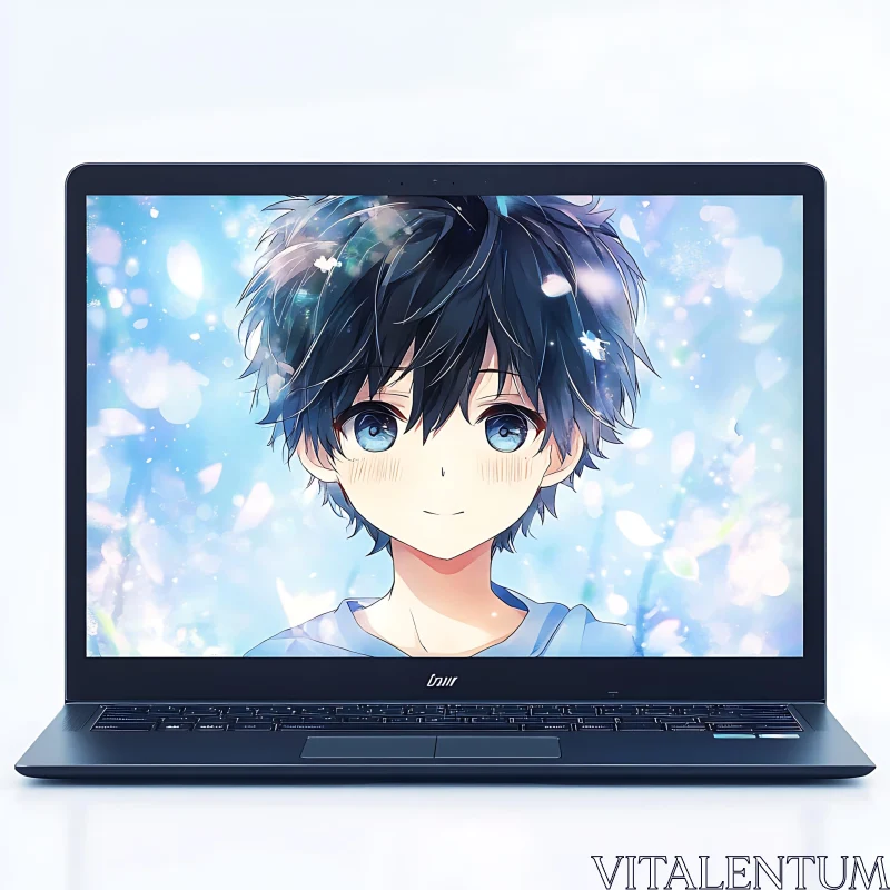 Anime Character on Laptop Screen AI Image