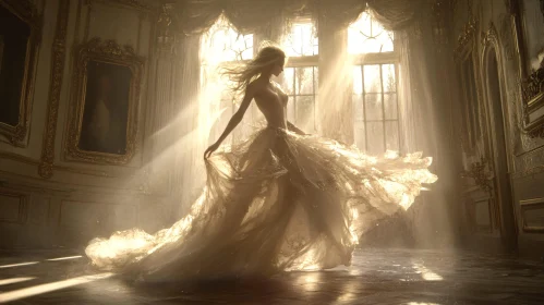 Woman Dancing in Sunlit Room