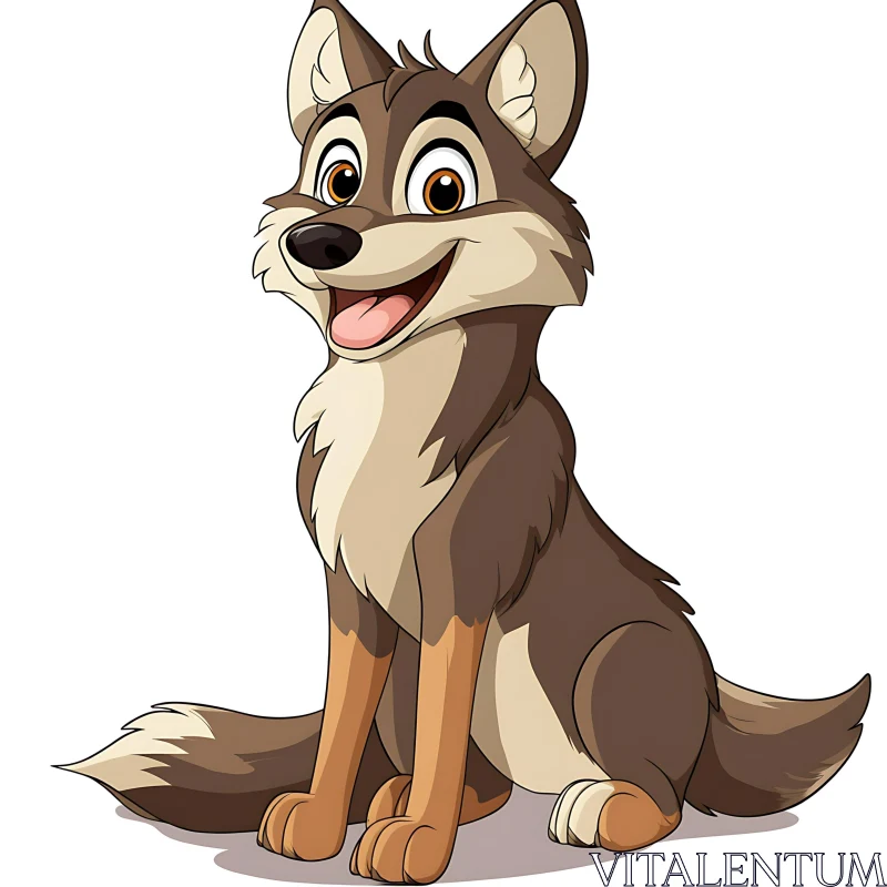 Friendly Wolf Cartoon Character AI Image