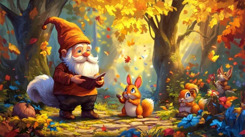 Forest Friends Listen to Gnome's Story