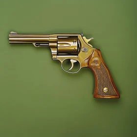 Elegant Gold Handgun with Wooden Handle