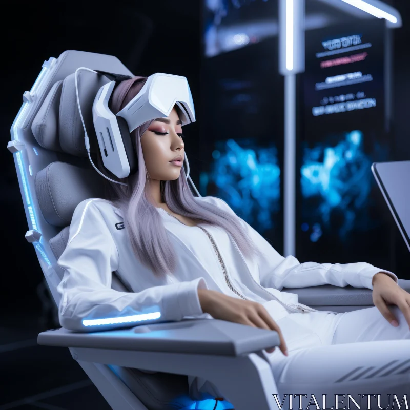 Futuristic Woman in Technological Immersion AI Image