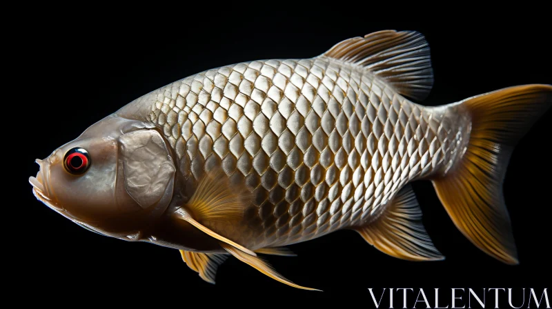 Golden Fish on Black Background - A Study in Contrast and Balance AI Image