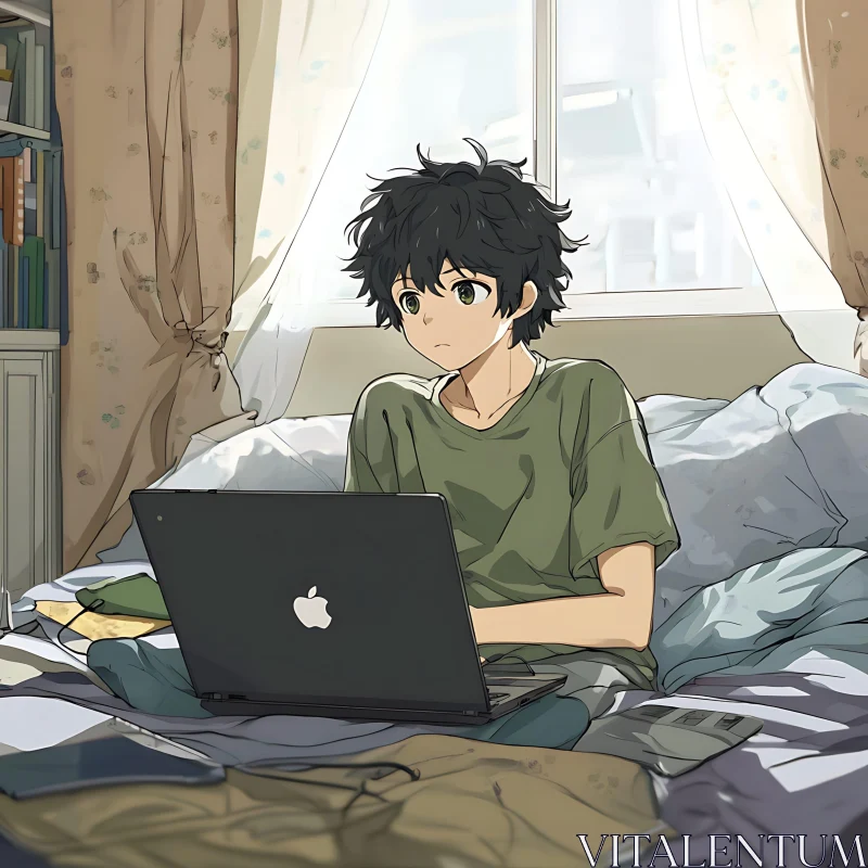 Morning Study Session in Anime Art Style AI Image