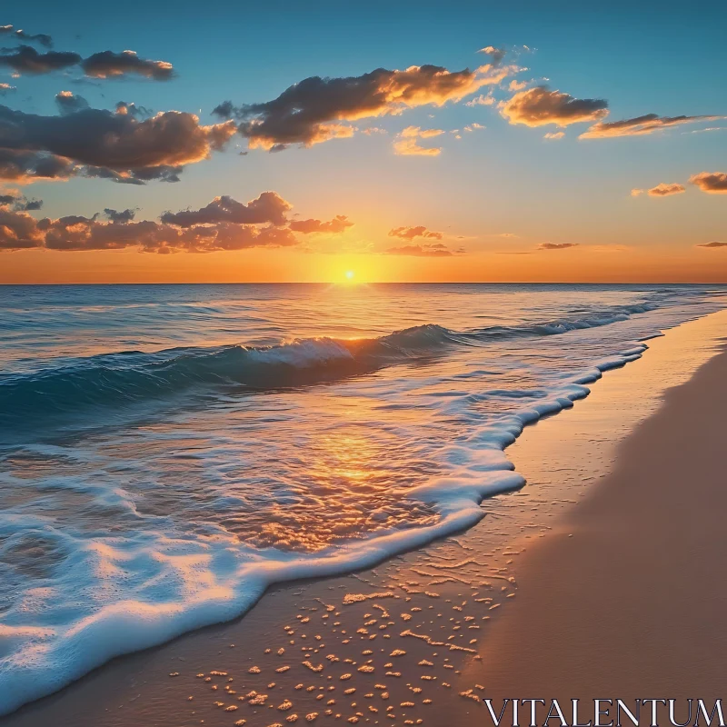 Sunset Serenity by the Sea AI Image