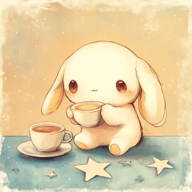 Whimsical Bunny Tea Party Illustration