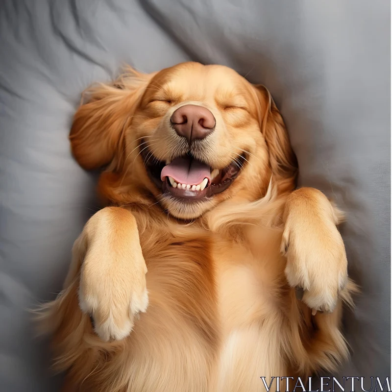 Happy Golden Retriever Enjoying Relaxation AI Image