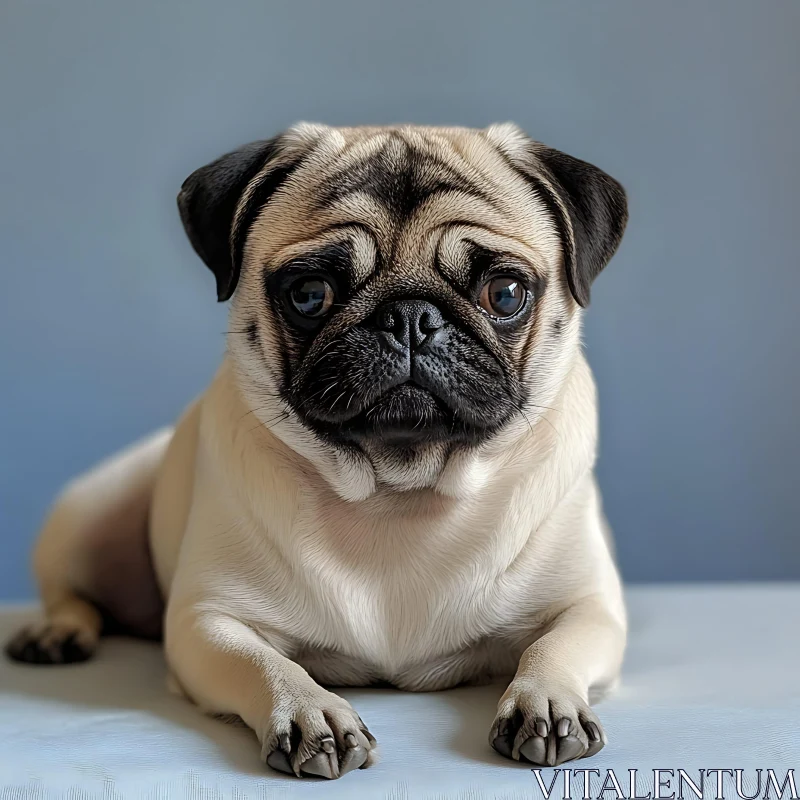 Cute Pug Puppy Portrait AI Image