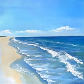 Coastal Serenity: Waves and Sandy Beach