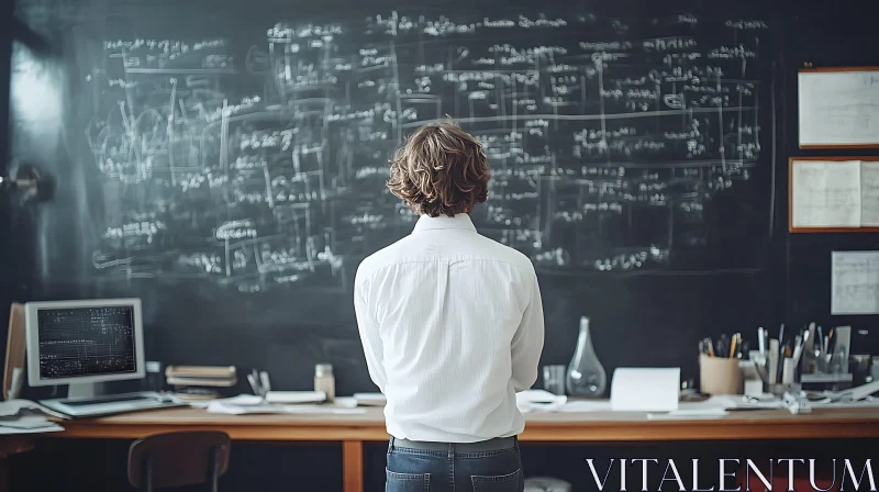 AI ART Intellectual Pursuit: Equations on Blackboard