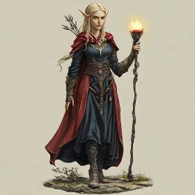 Mystical Elf Warrior with Fire