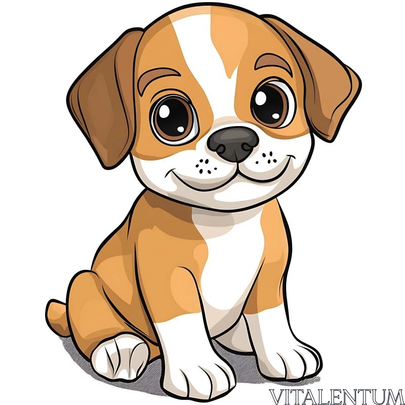 Cute Cartoon Puppy Illustration AI Image